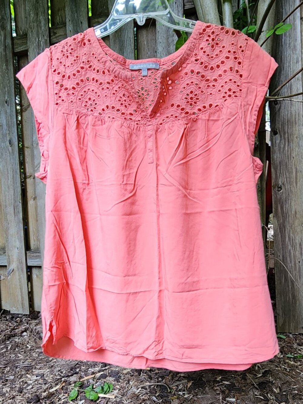 EUC Women's XXL Daniel Rainn pullover rayon cap sleeve blouse, Coral orange